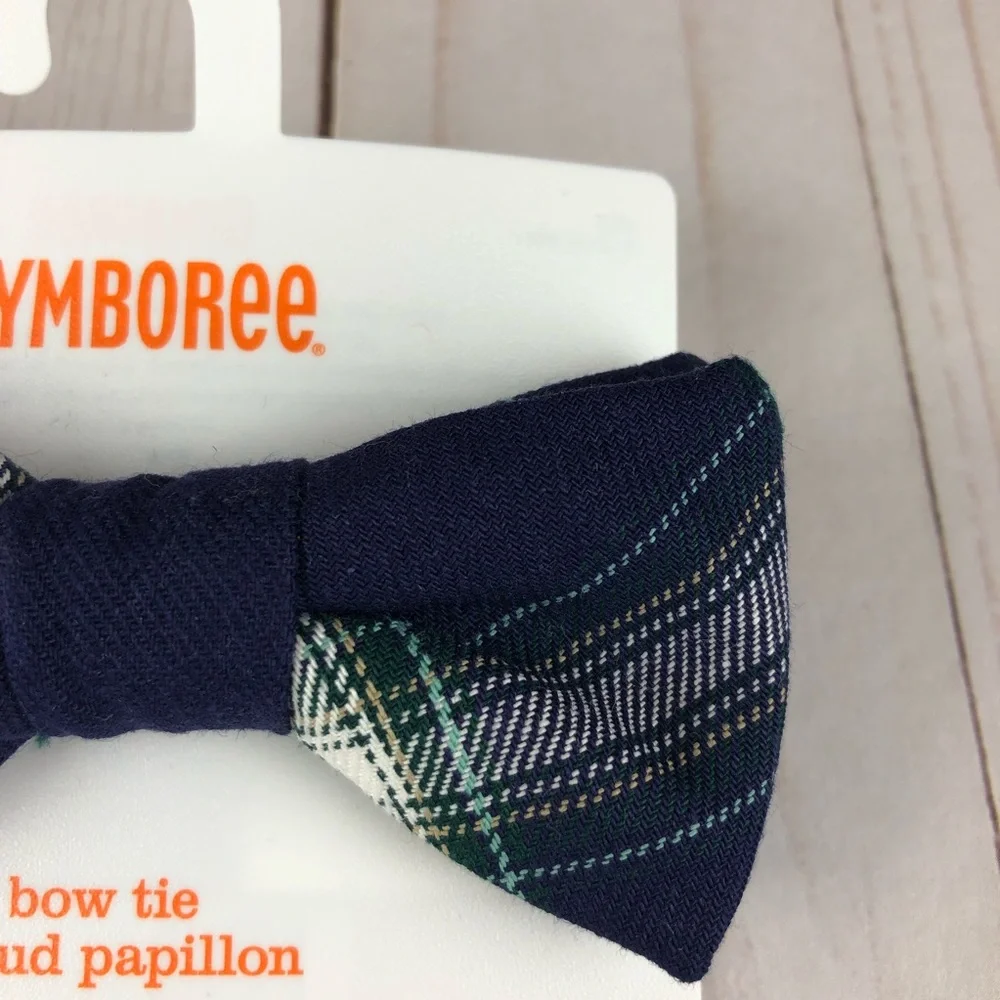 Gymboree plaid kids bow tie blue green size 2T-5T